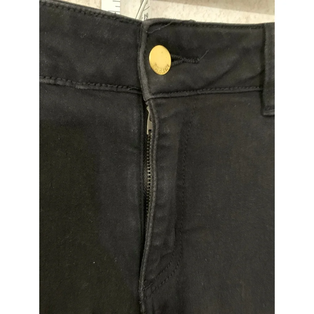 Tahari Premium Denim Womens Black Skinny‎ Jeans Gold Hardware Size 10/30 Ankle
